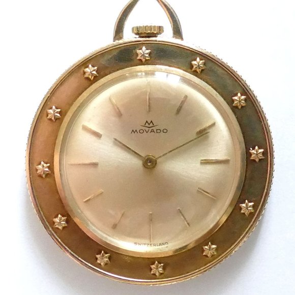 Vintage Movado 14K Gold St. Christopher Coin Edge Watch